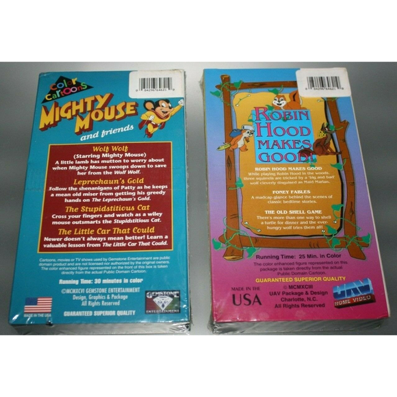 Set of 2 Vintage VHS Mighty Mouse & Robin Hood Makes Good New - Picture 2 of 3